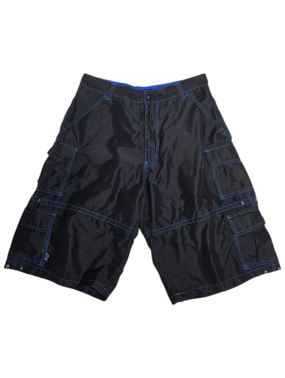 VINTAGE Y2K MacGear rave black baggy‎ cargo contrast stitch shorts 34